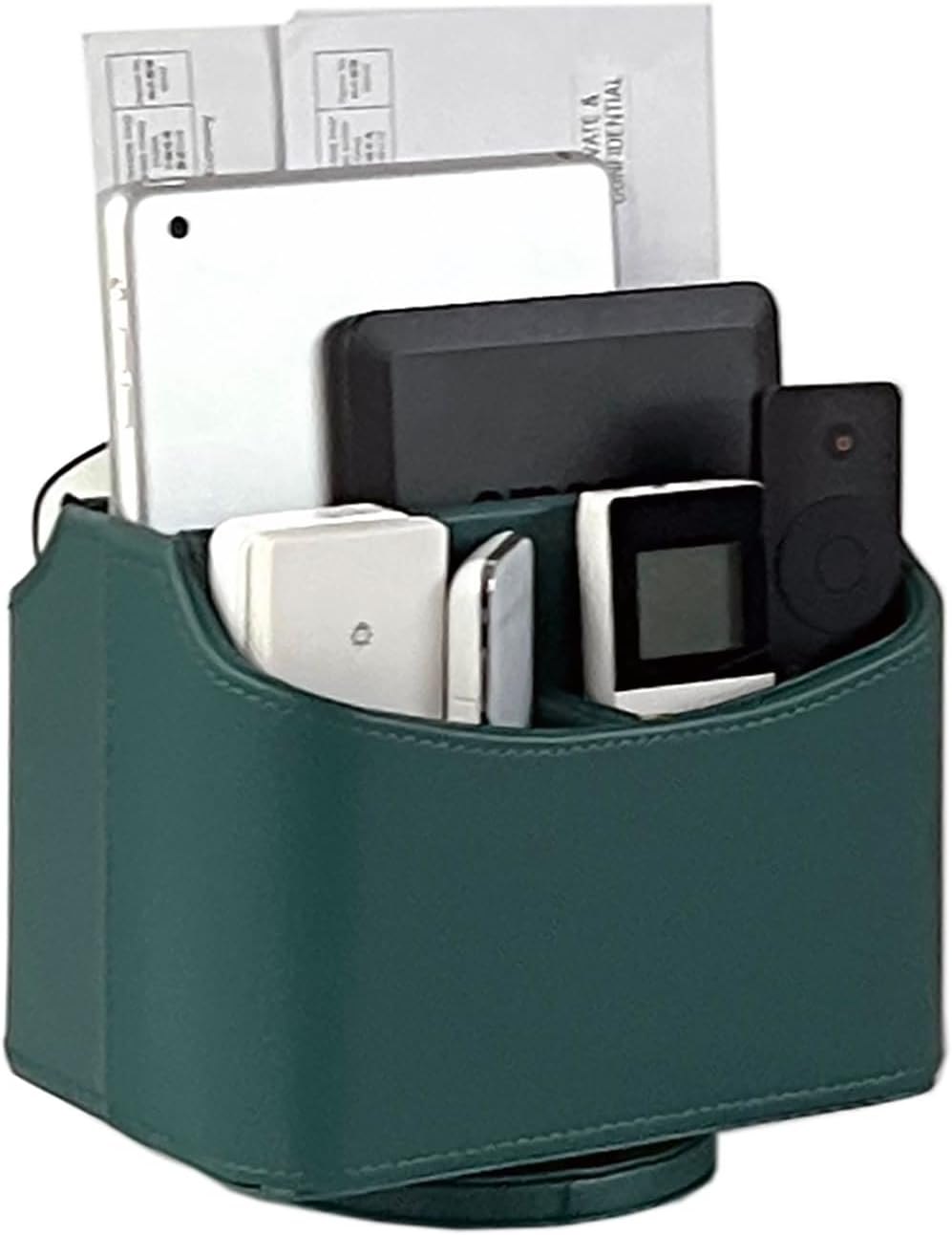 Rotating Desk Organizer, 360 Degree Desk Spinning Caddy, Desktop TV Guide/Mail/Media/Remote Controller Holder Organizer, Grey Linen Texture