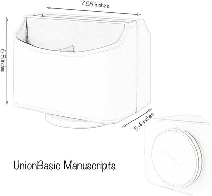 Rotating Desk Organizer, 360 Degree Desk Spinning Caddy, Desktop TV Guide/Mail/Media/Remote Controller Holder Organizer, Grey Linen Texture